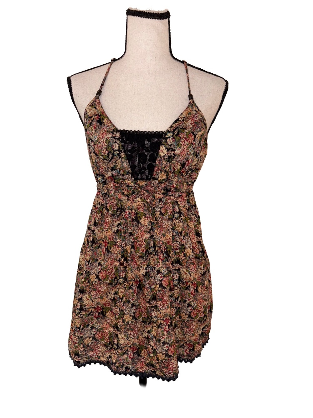 Vintage Angie Floral Lace Babydoll Tank Top Size Large